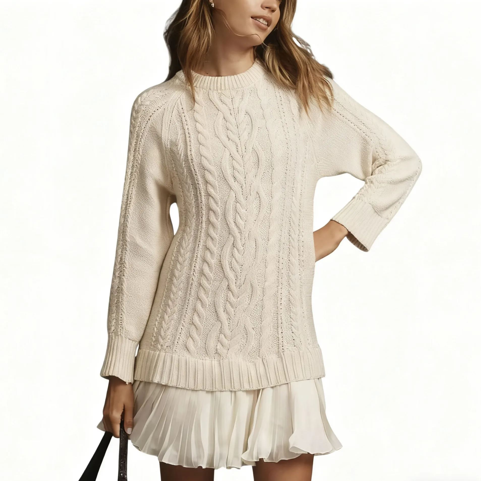 Rochie patchwork din șifon tricotat