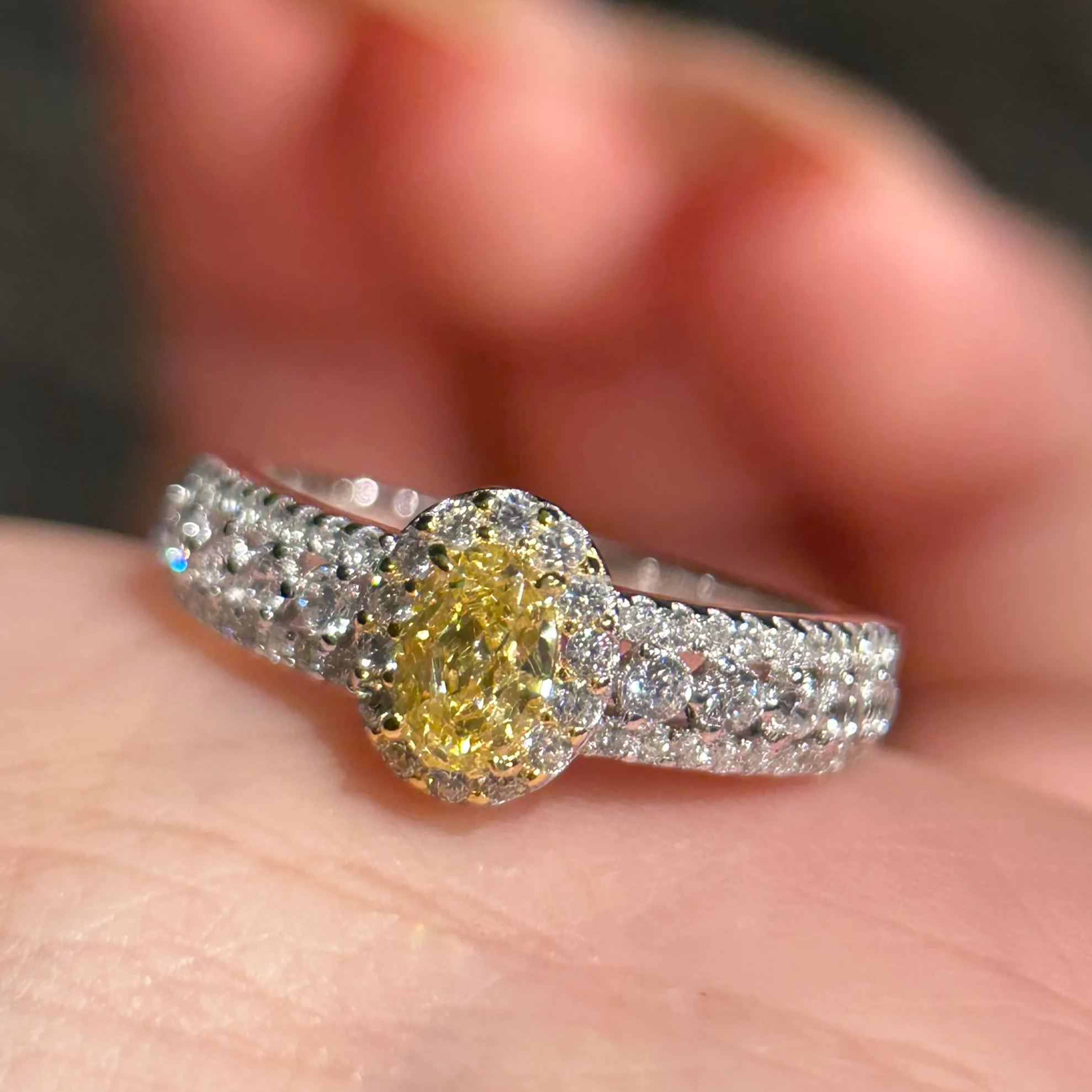 Brilliant yellow diamonds-Yellow diamond ring S925 silver