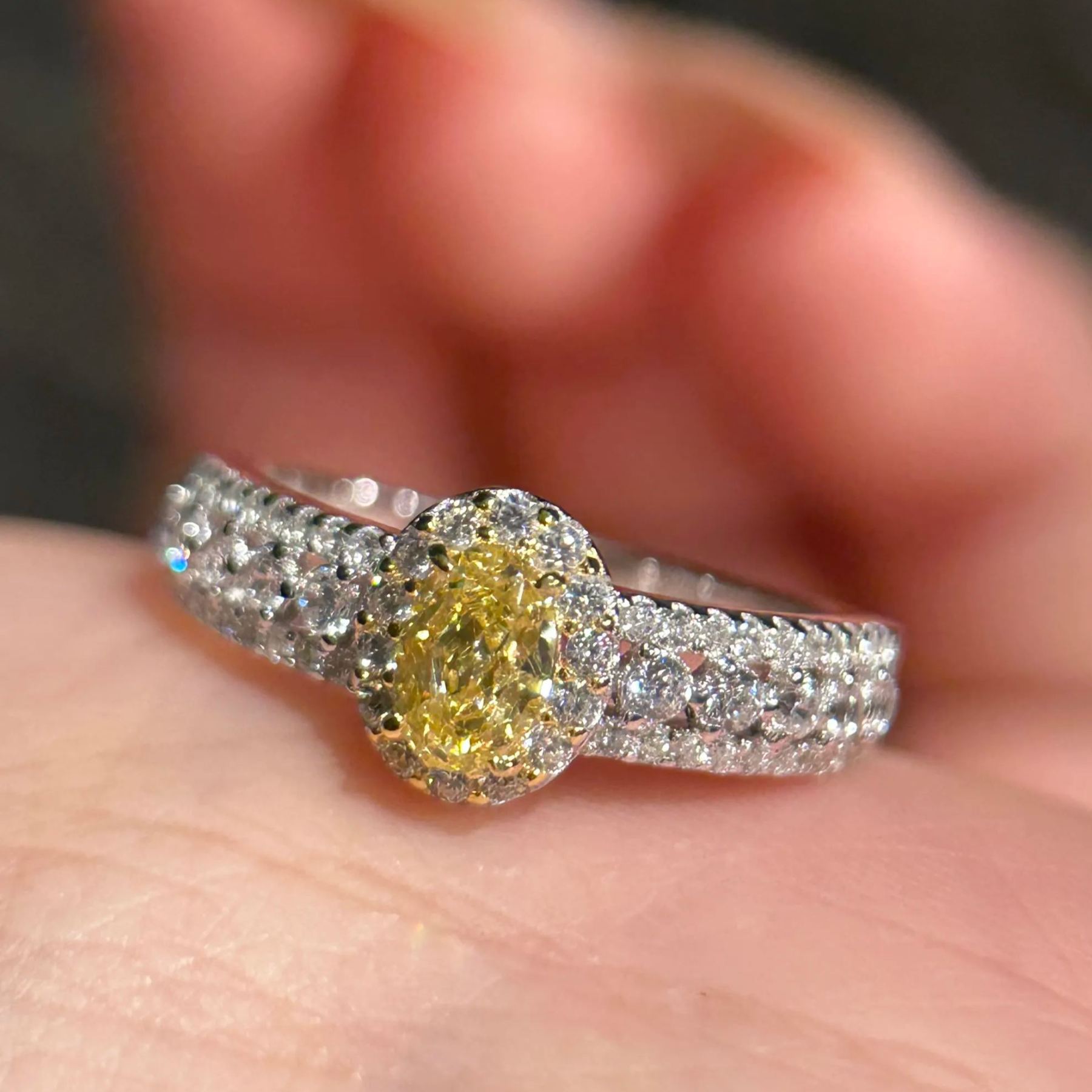 Brilliant yellow diamonds-Yellow diamond ring S925 silver