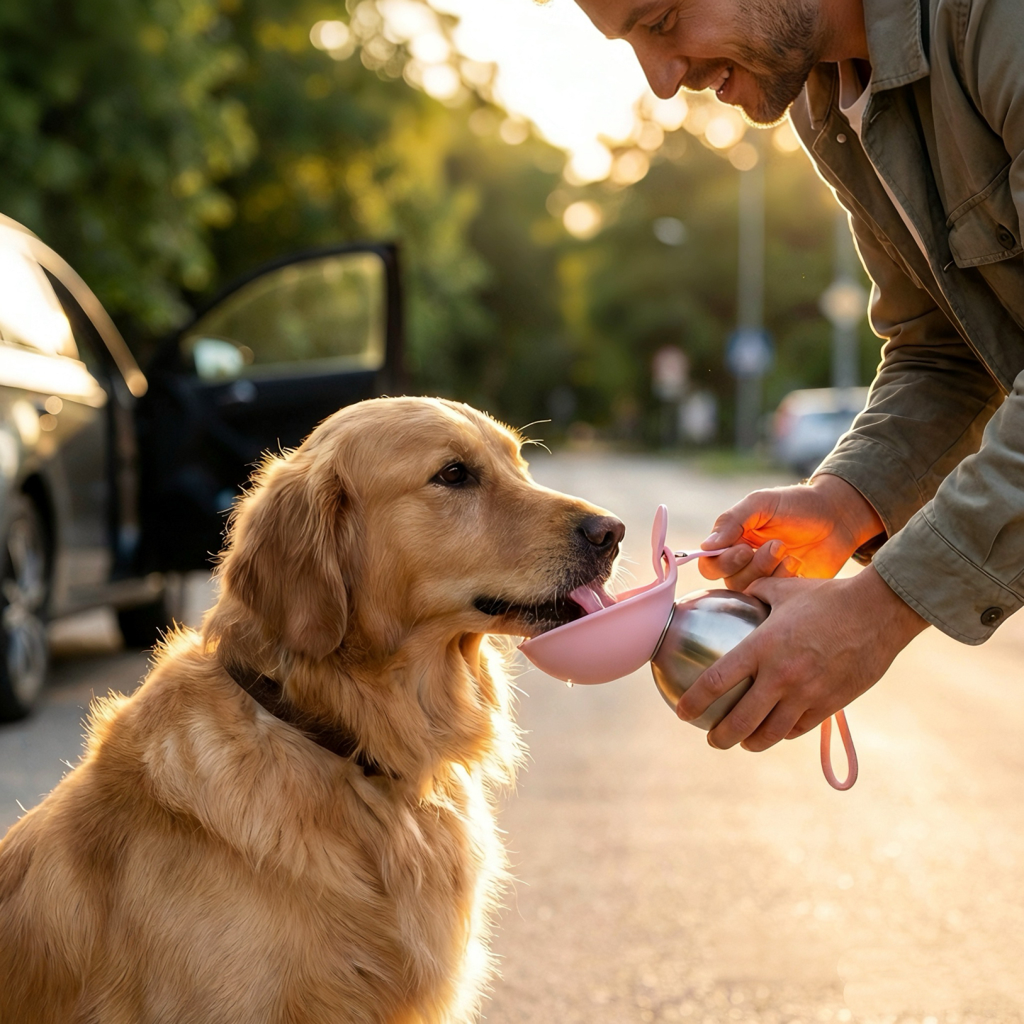 Portable Pet Water Bottle — 304 Stainless Steel, Leak-Proof, 285ML