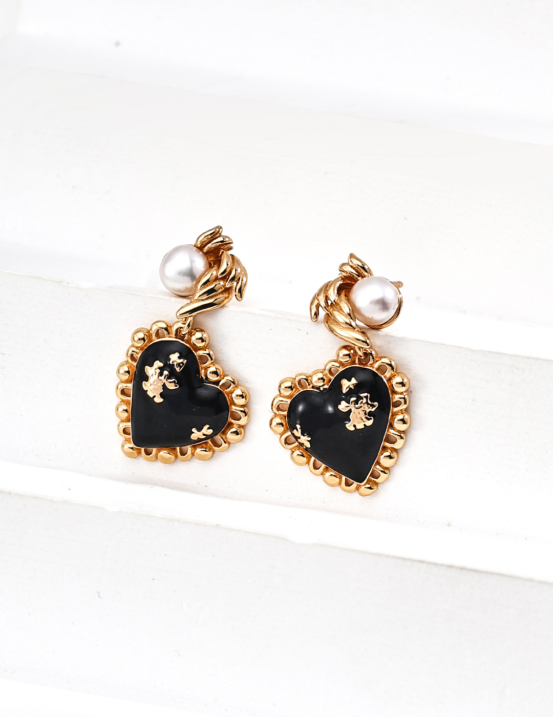 Vintage Black Agate Natural Pearl Earrings