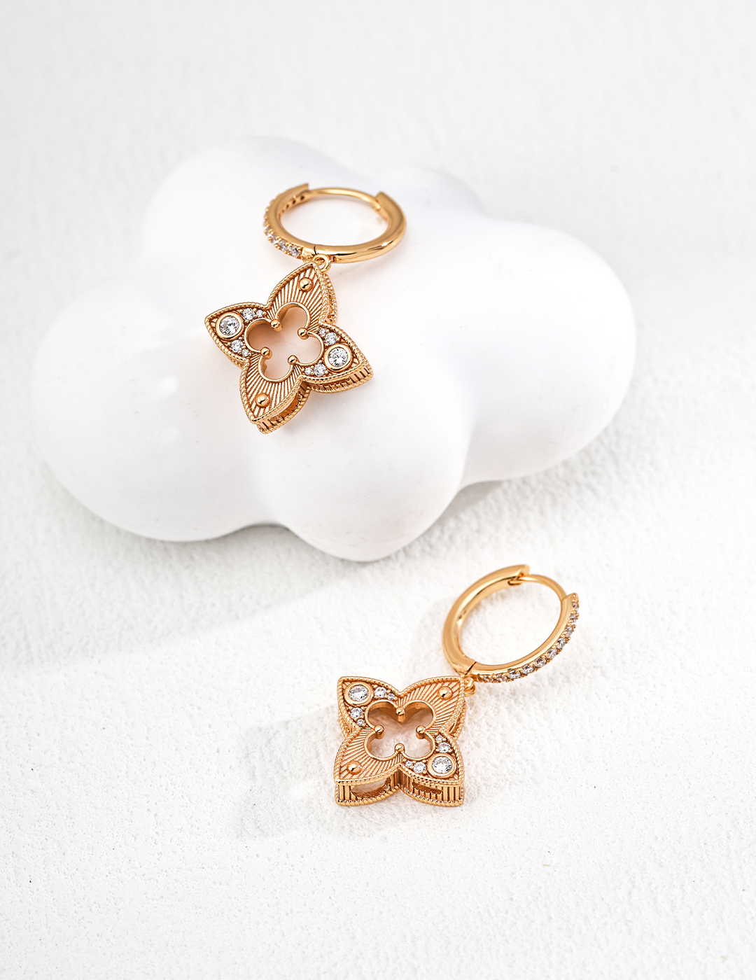 Classic Clover Zircon Earrings