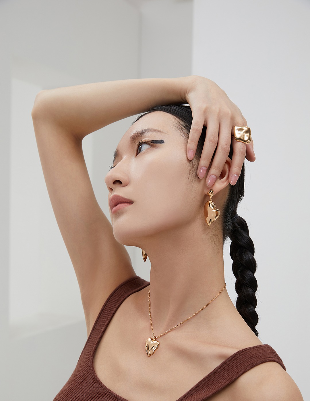 Pure silver heart-shaped irregular necklace