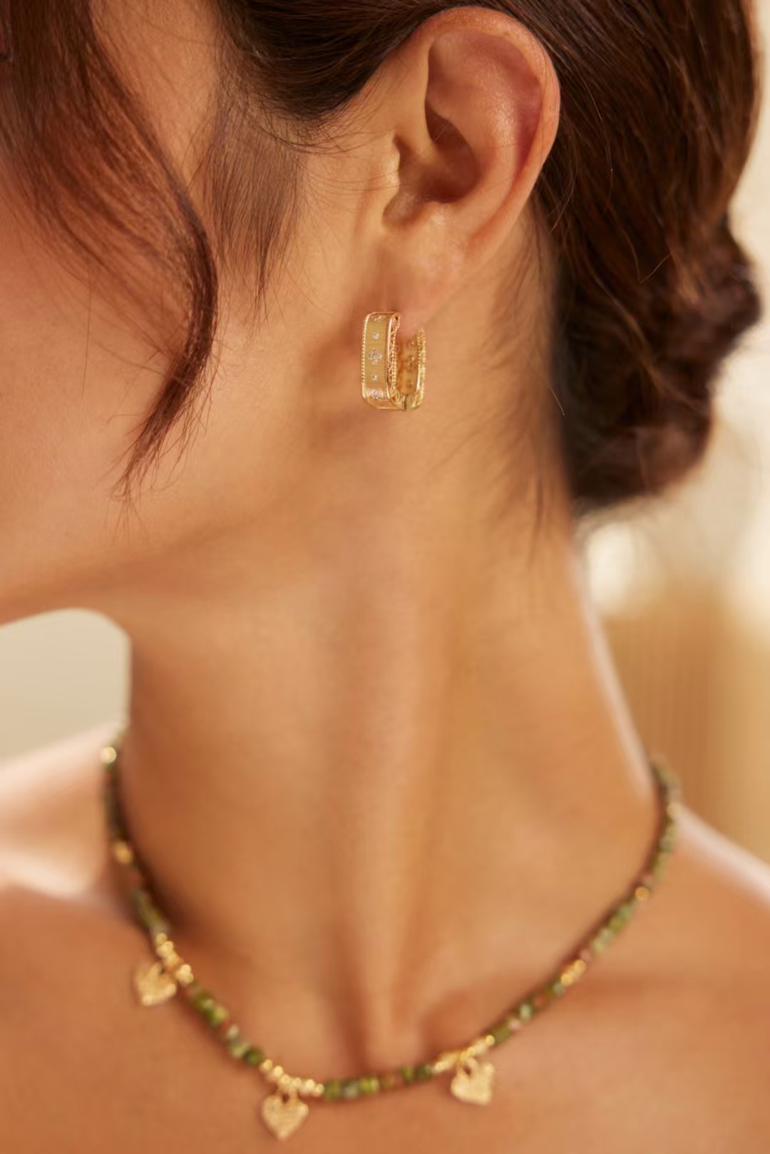 Square retro gold earrings
