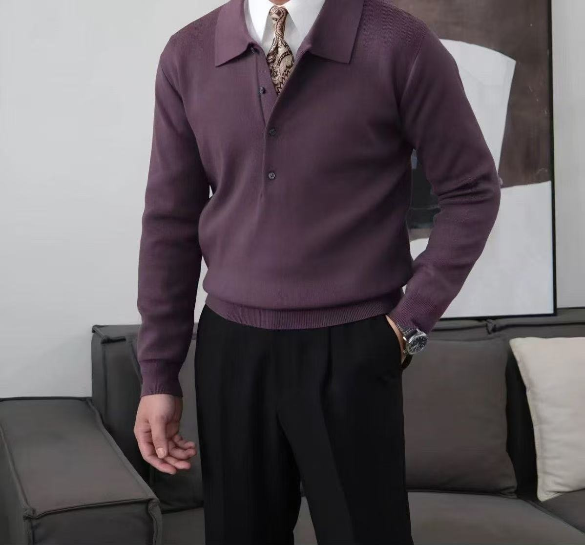 🔥50% off -High-end long-sleeved lapel sweater