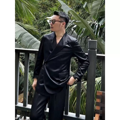 🔥50% off-Double-breasted single-button lapel fashion suit (top + pants)