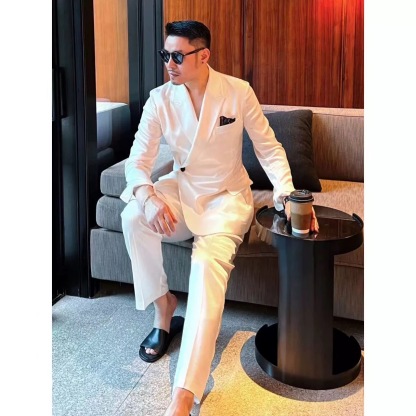 🔥50% off-Double-breasted single-button lapel fashion suit (top + pants)