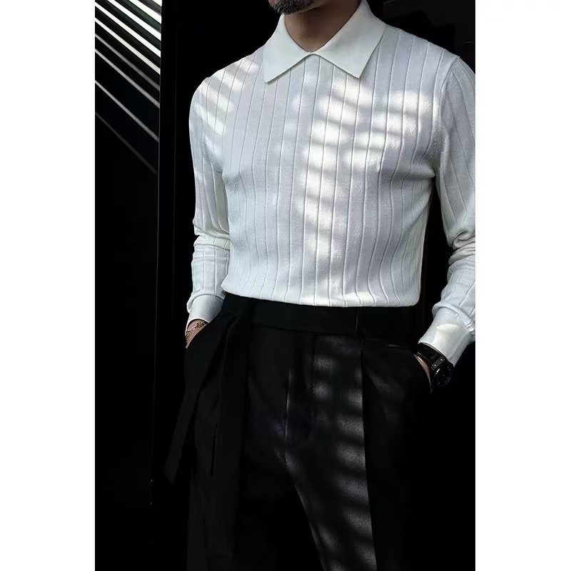 🔥Black Friday 50% off-Collared Knit Long-Sleeve Polo Shirt