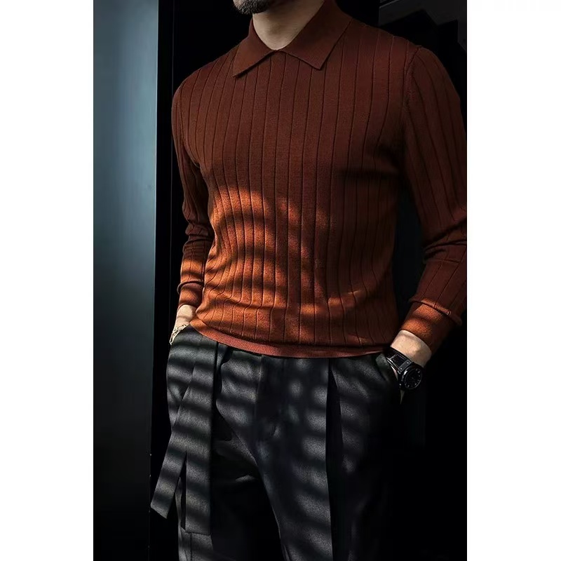 🔥Black Friday 50% off-Collared Knit Long-Sleeve Polo Shirt