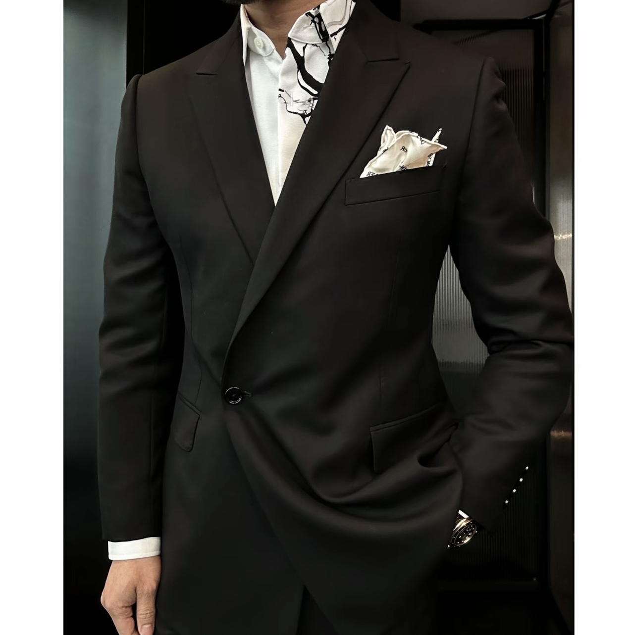 🔥50% off -Single-Button Peak Lapel Suit (Jacket + Trousers)