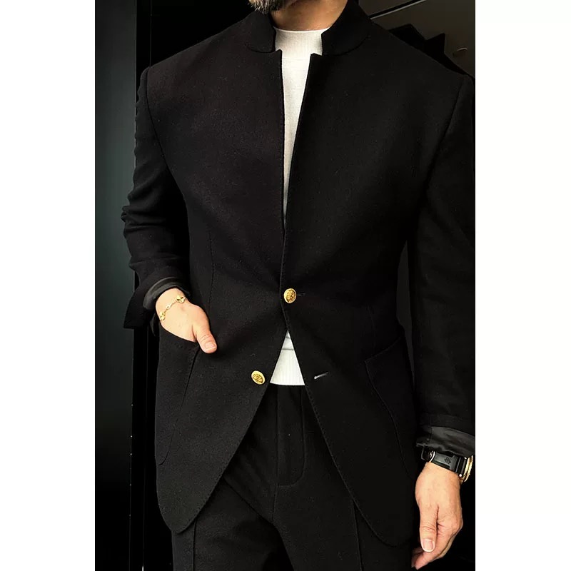 🔥50% off -Stand-Collar Knitted Wool Two-Button Suit