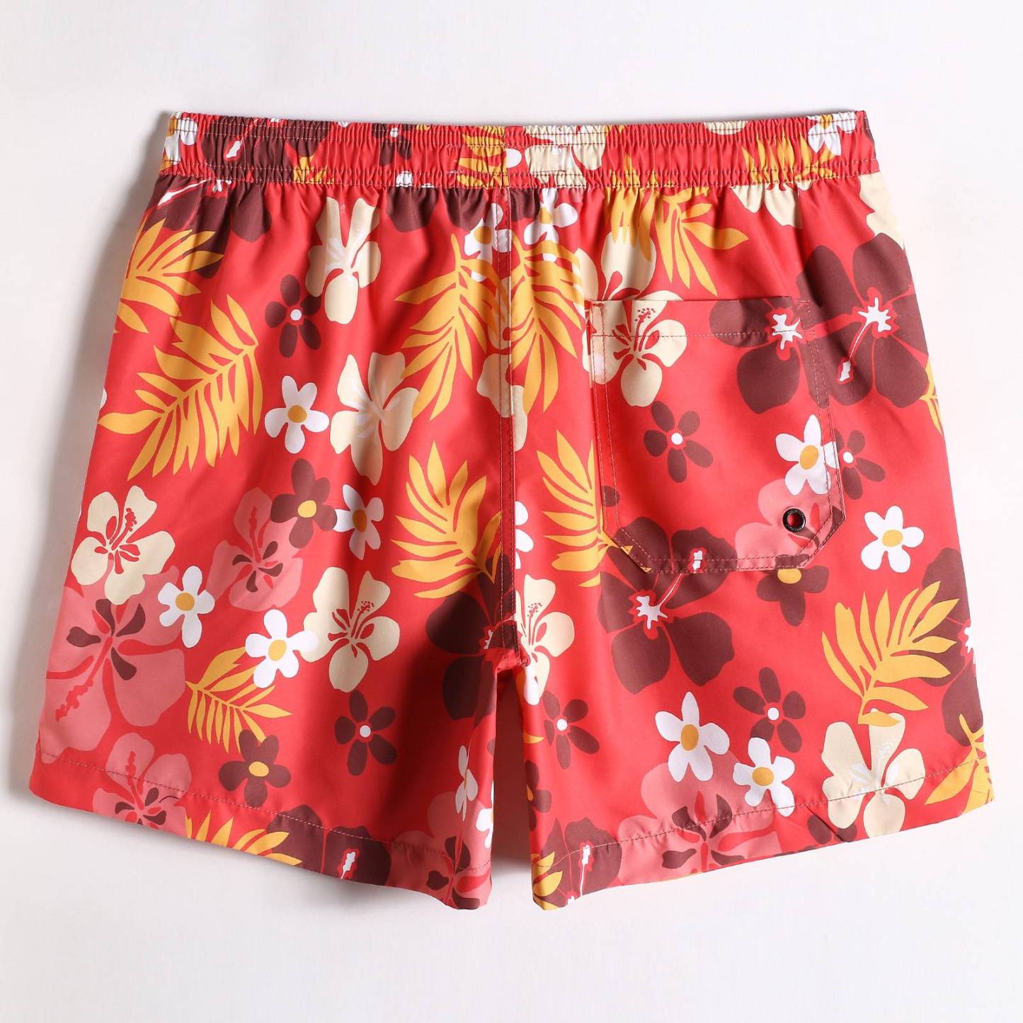 5.5 Inch Inseam Red Sakura Swim Trunks-VibeCloset
