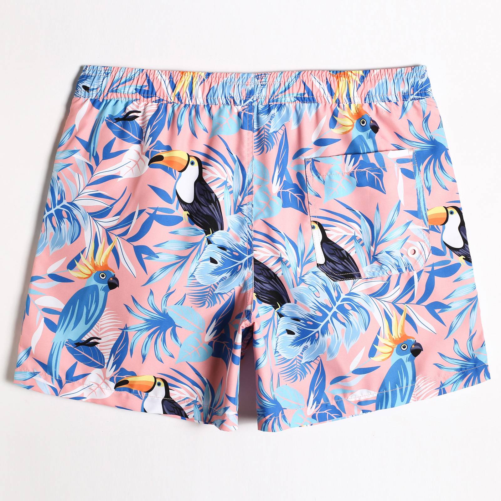 5.5 Inch Inseam Pink Tropical Fantasy Swim Trunks-VibeCloset