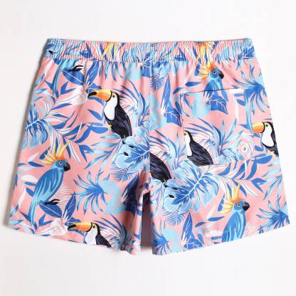 5.5 Inch Inseam Pink Tropical Fantasy Swim Trunks-VibeCloset