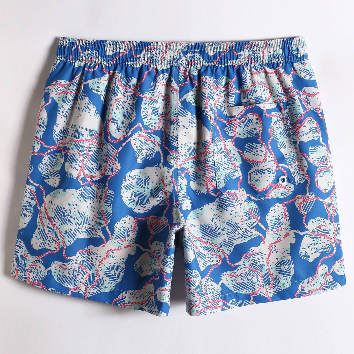 5.5 Inch Inseam Blue Polar Bear Swim Trunks-VibeCloset