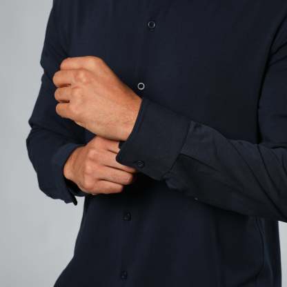 Navy Long Sleeve Knit Shirt-VibeCloset
