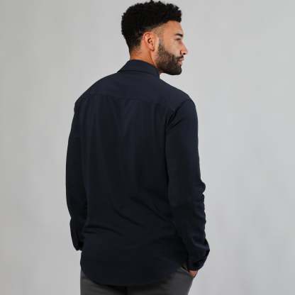 Navy Long Sleeve Knit Shirt-VibeCloset