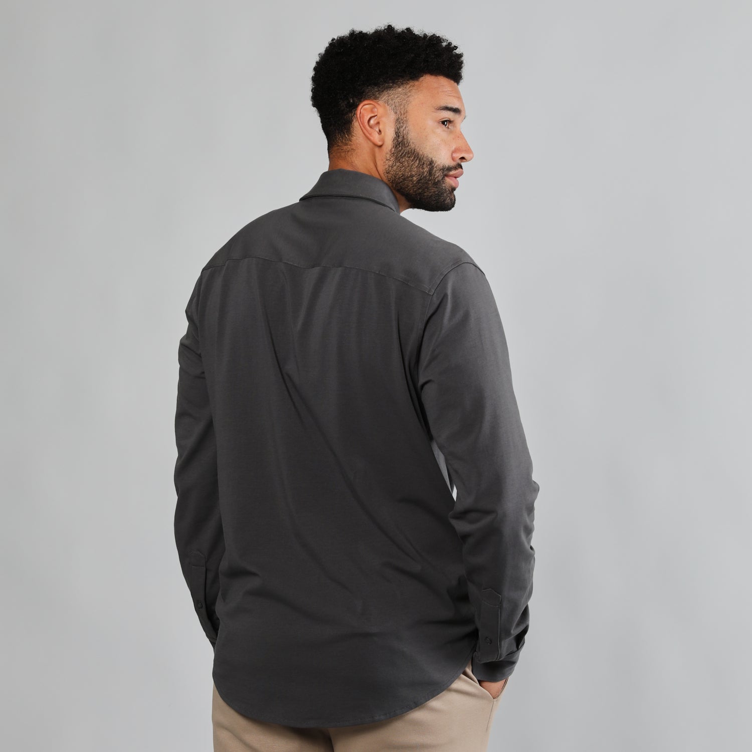 Black & Carbon Long Sleeve Knit Shirt 2-Pack-VibeCloset