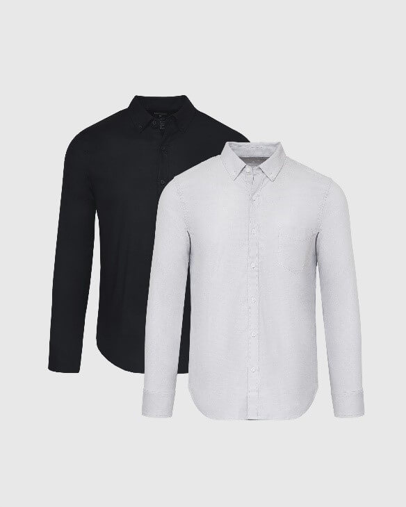Monochrome Long Sleeve Do-It-All Comfort Shirt 2-Pack-VibeCloset