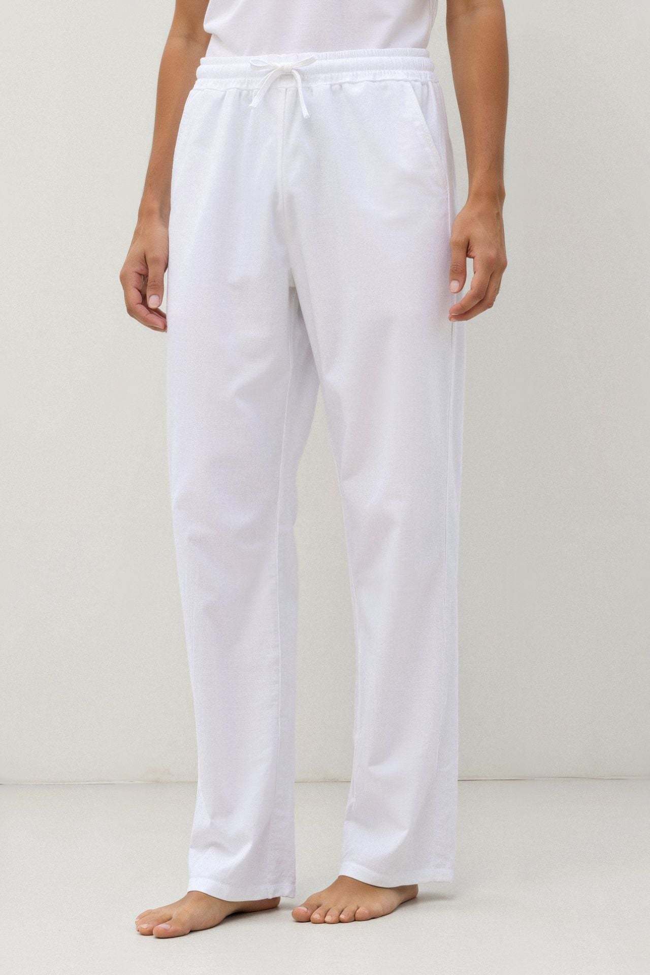 Old Money Cotton & Linen Blend Drawstring Pants-VibeCloset