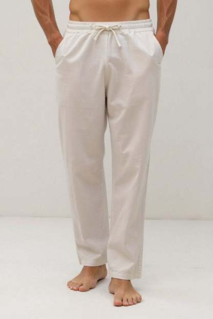 Old Money Cotton & Linen Blend Drawstring Pants-VibeCloset