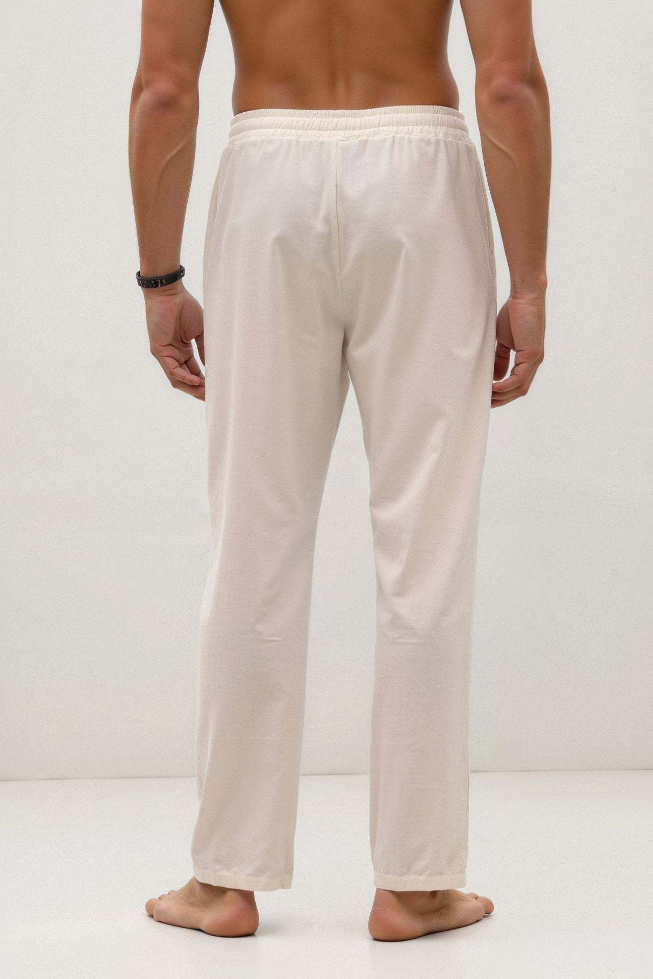 Old Money Cotton & Linen Blend Drawstring Pants-VibeCloset