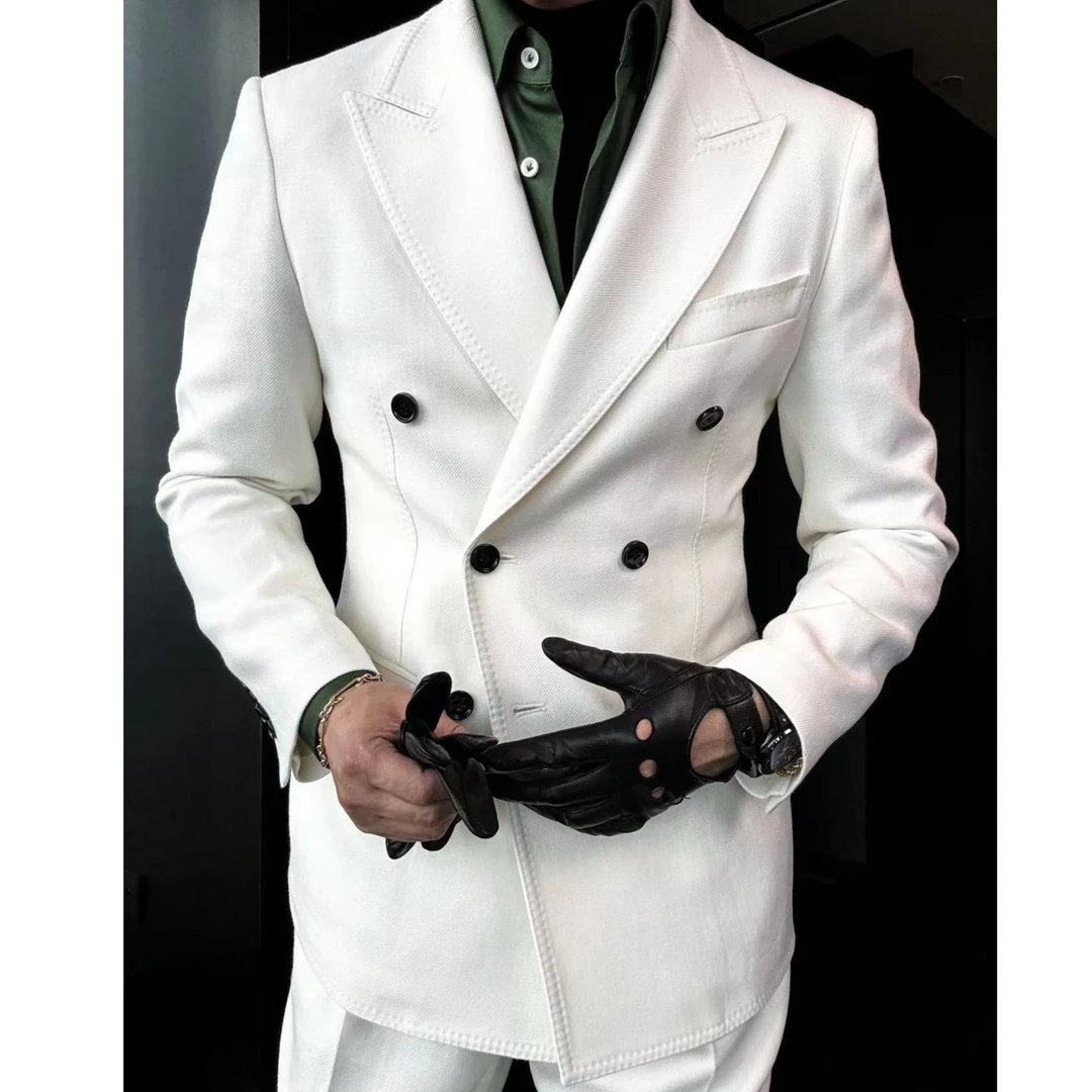 Double row double needle gun lapel suit single jacket