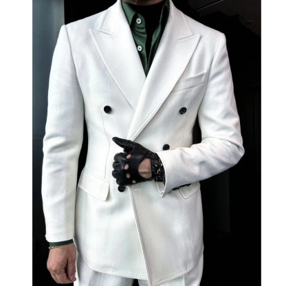 Double row double needle gun lapel suit single jacket