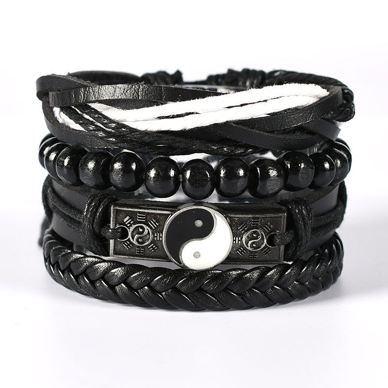 Ethnic style leather woven bracelet