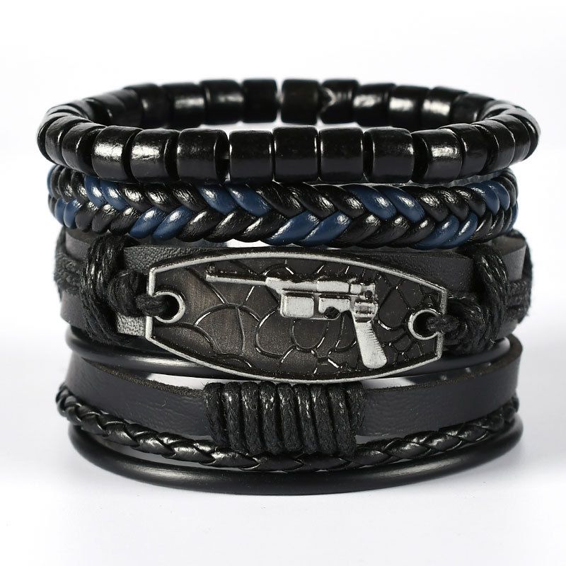 Ethnic style leather woven bracelet