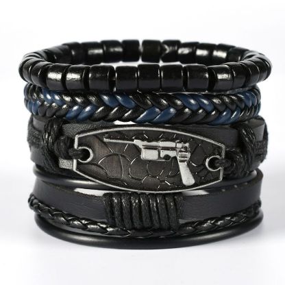 Ethnic style leather woven bracelet