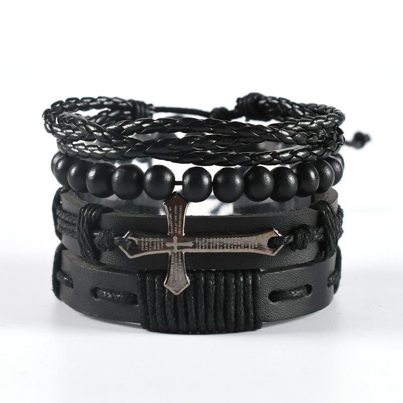 Ethnic style leather woven bracelet