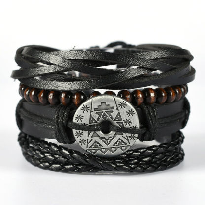 Ethnic style leather woven bracelet