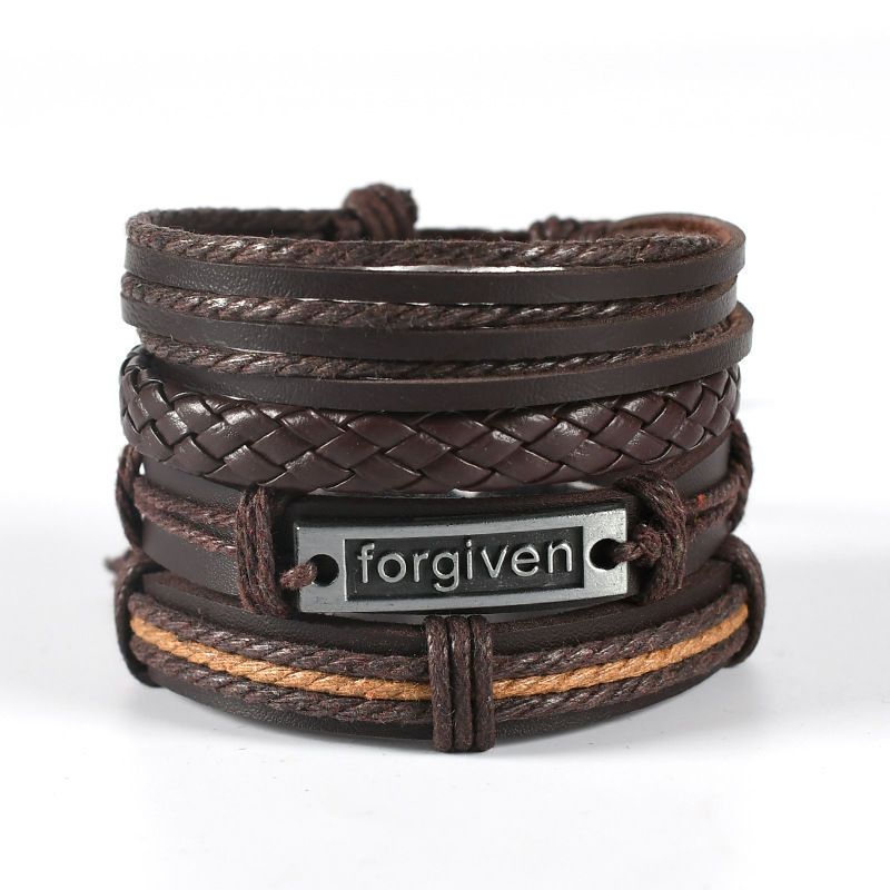 Ethnic style leather woven bracelet