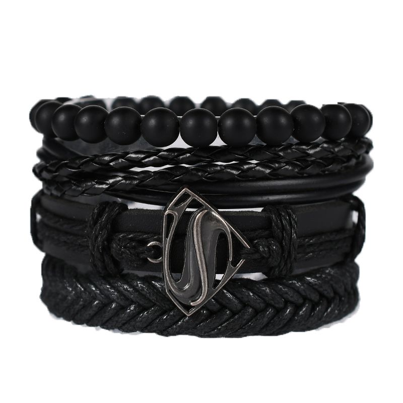 Ethnic style leather woven bracelet