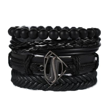 Ethnic style leather woven bracelet