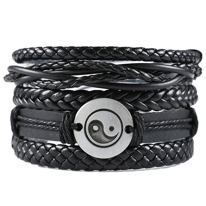Ethnic style leather woven bracelet