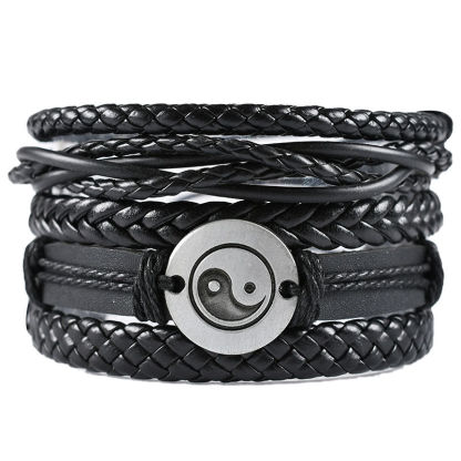 Ethnic style leather woven bracelet