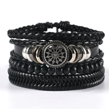 Ethnic style leather woven bracelet