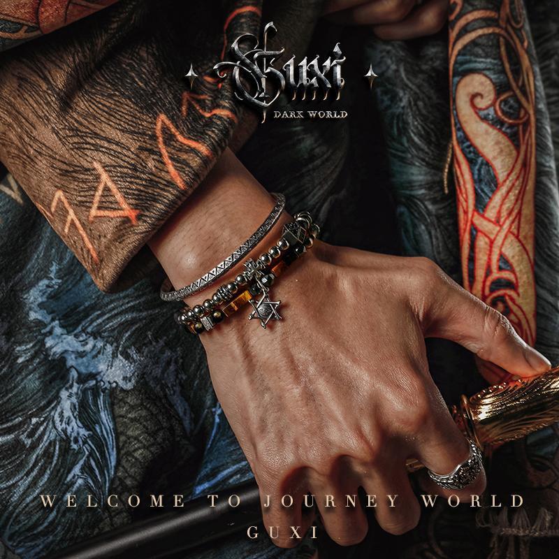 Obsidian and Tiger Eye "Courage and Protection" Silver Bracelet