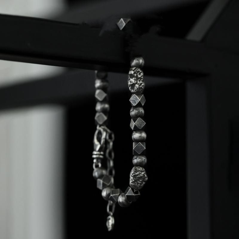 Gibeon Meteorite Bracelet: Black Tourmaline & Hematite - Handmade