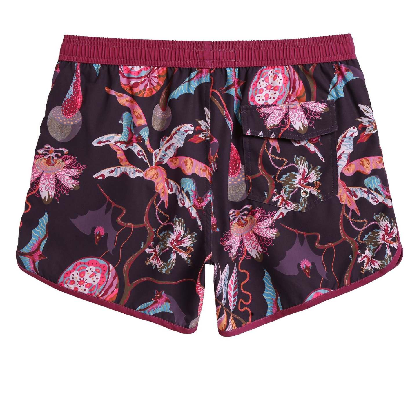 4.5 Inch Inseam Vintage Stretch Night Bat Swim Trunks-VibeCloset