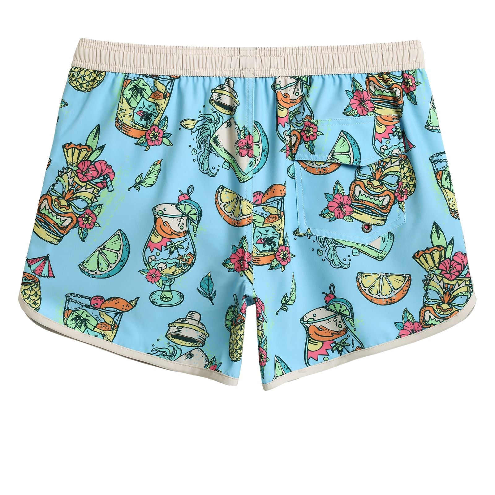 4.5 Inch Inseam Vintage Stretch Tiki Drink Swim Trunks-VibeCloset