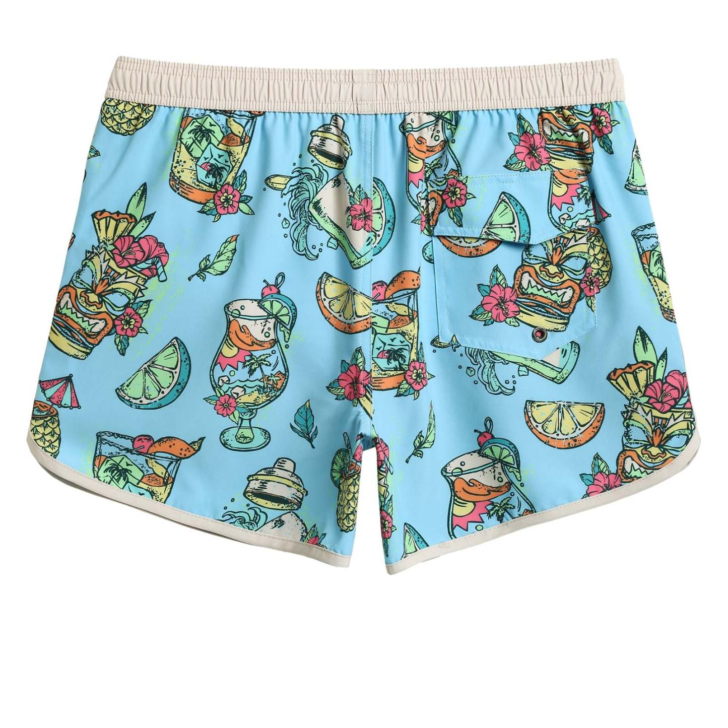 4.5 Inch Inseam Vintage Stretch Tiki Drink Swim Trunks-VibeCloset
