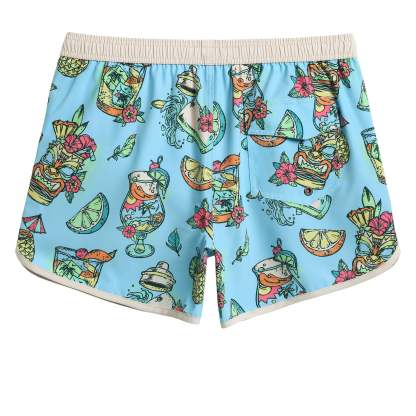 4.5 Inch Inseam Vintage Stretch Tiki Drink Swim Trunks-VibeCloset