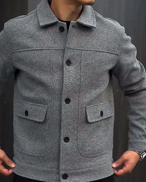 Men's Slim Jacket With Pockets-VibeCloset