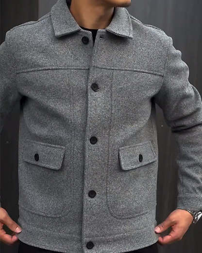 Men's Slim Jacket With Pockets-VibeCloset