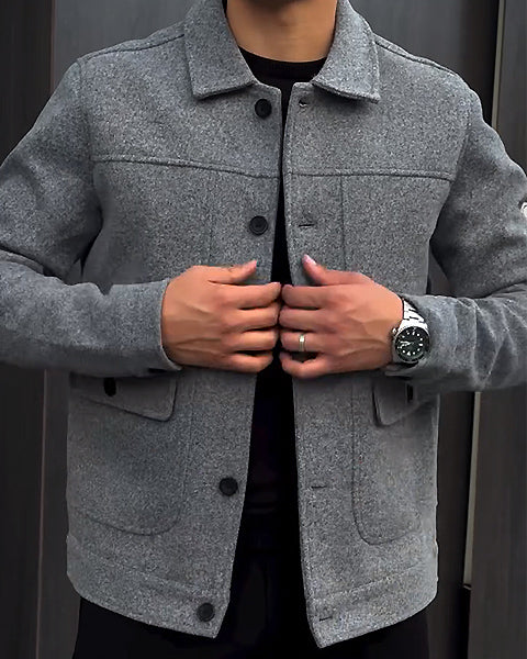 Men's Slim Jacket With Pockets-VibeCloset