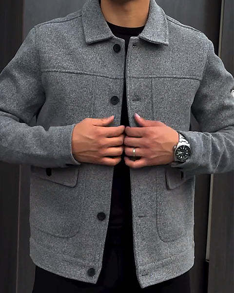 Men's Slim Jacket With Pockets-VibeCloset