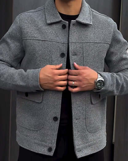 Men's Slim Jacket With Pockets-VibeCloset